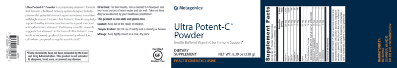 Ultra Potent-C Powder (Metagenics) Label