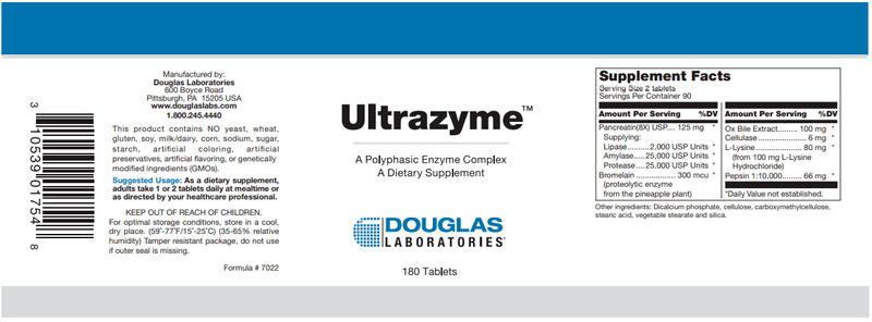 Ultrazyme Douglas Labs label