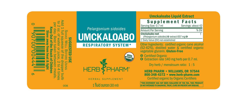 Umckaloabo label Herb Pharm