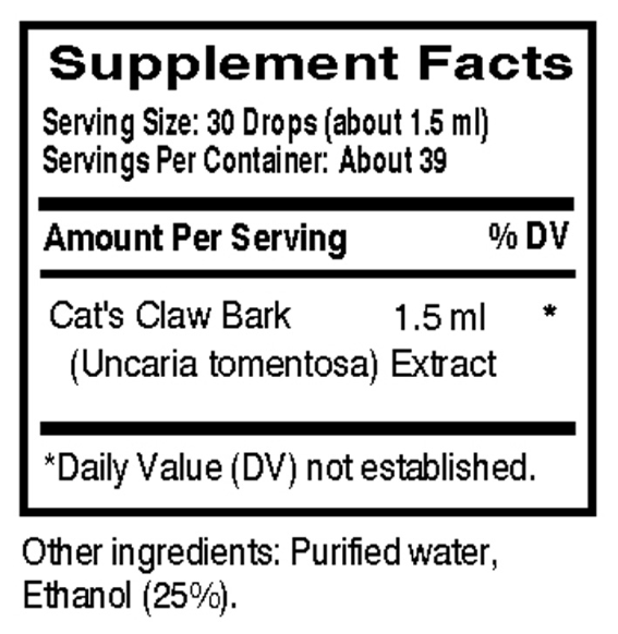 Una De Gato Liquid (Energique) Supplement Facts