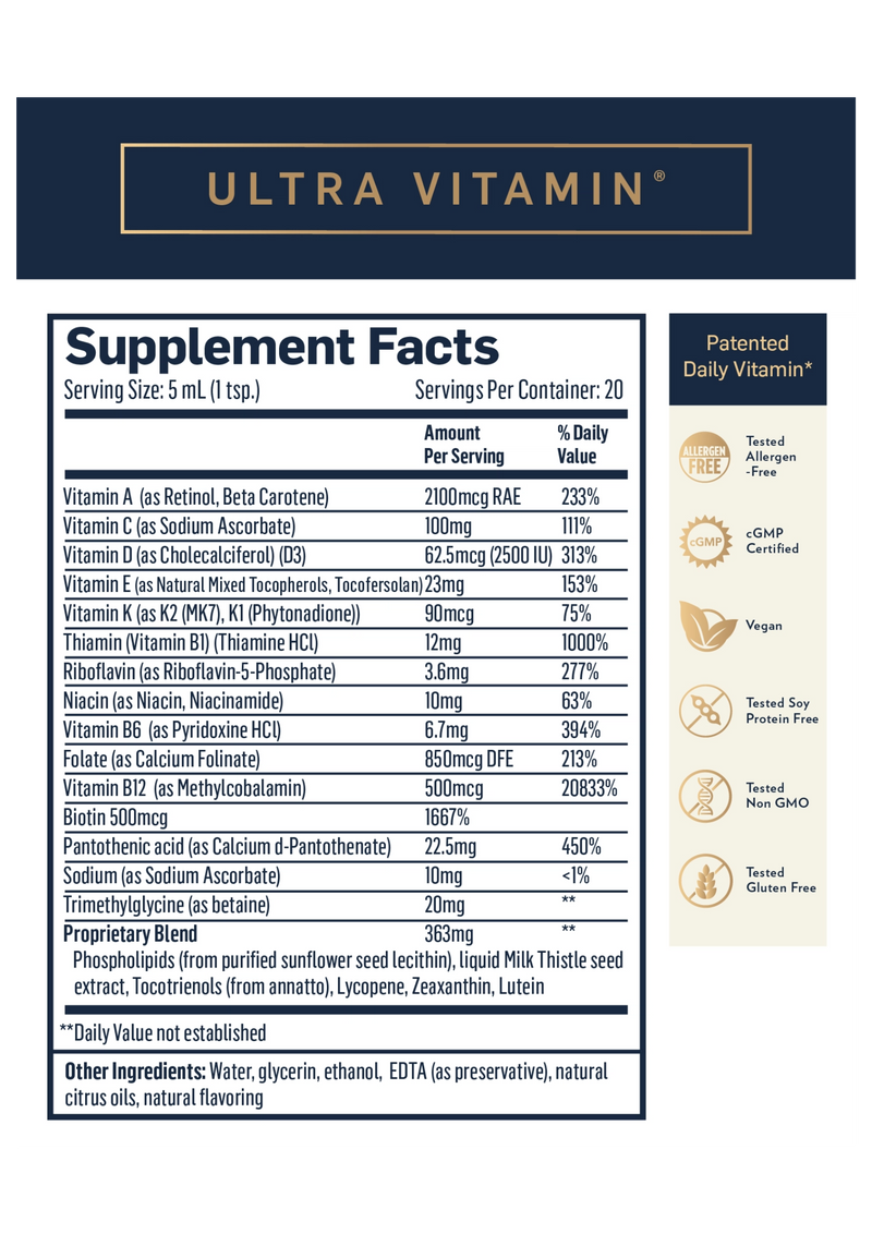 Ultra Vitamin® (Quicksilver Scientific) Supplement Facts