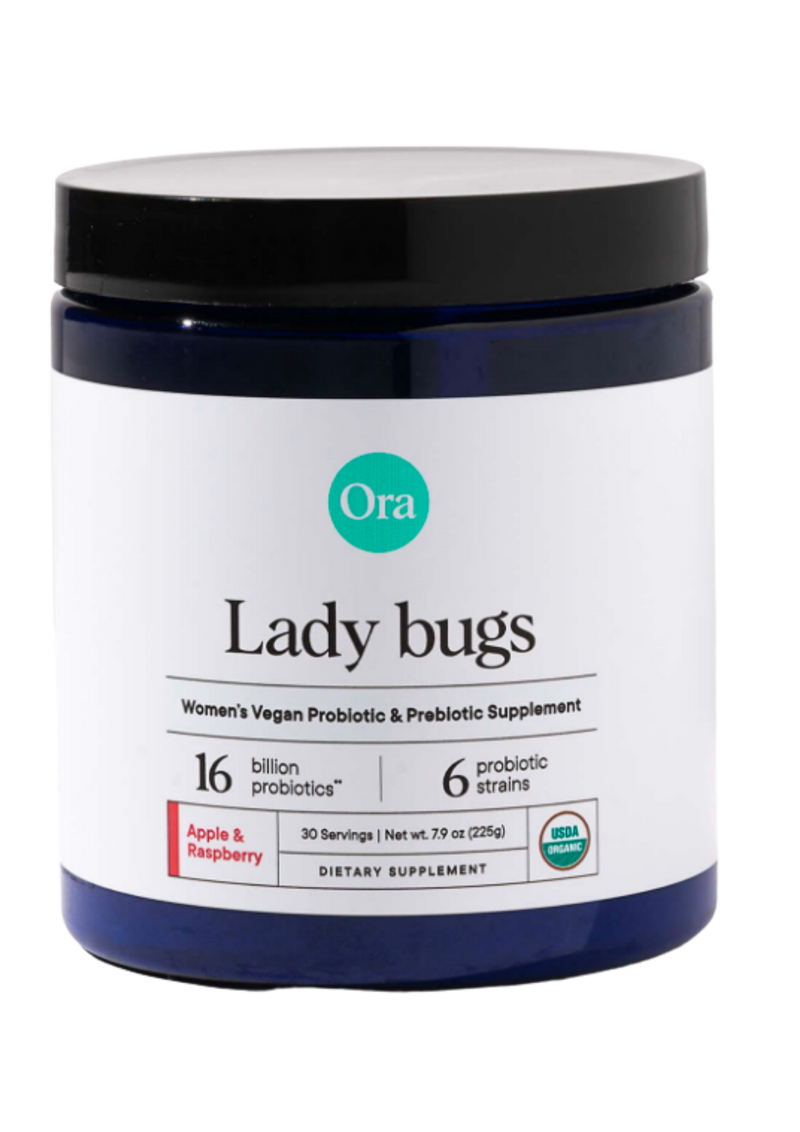 Lady Bugs Women's Probiotic Powder (Ora Organic) Apple Raspberry Front