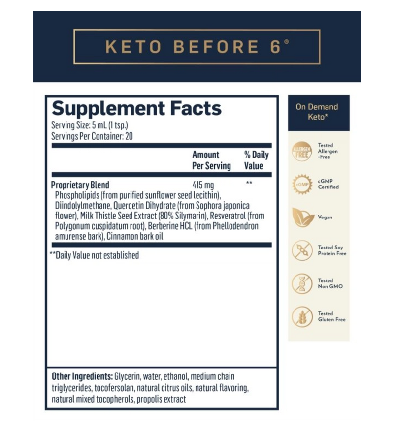 Keto Before 6 (Quicksilver Scientific) Supplement Facts