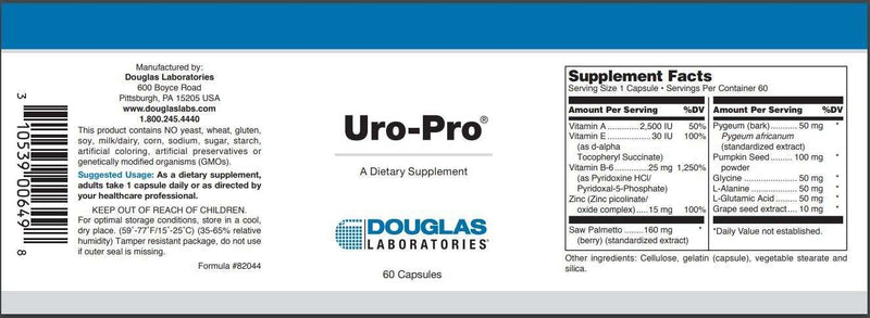 UroPro For Men Only Douglas Labs Label