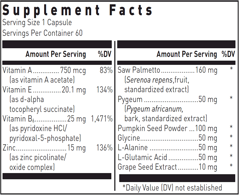 Uro-Pro (For Men Only!) Supplement Facts Label