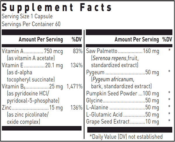 Uro-Pro (For Men Only!) Supplement Facts Label