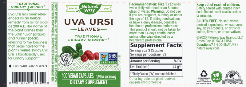 Uva Ursi Leaves (Nature's Way) Label