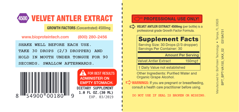 VAE 4500 (Velvet Antler Extract) (Bio Protein Technology) Label