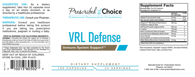 VRL-Defense (Prescribed Choice) Label