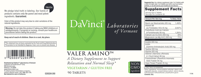 Valer Amino DaVinci Labs Label