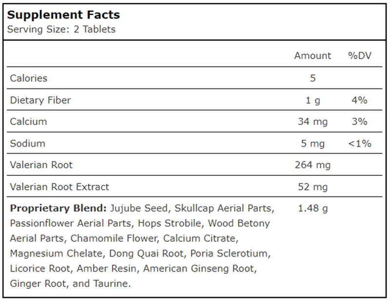 Valerian Easy Sleep (Planetary Herbals) Supplement Facts