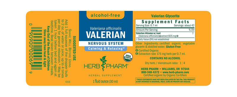 Valerian Alcohol-Free label Herb Pharm