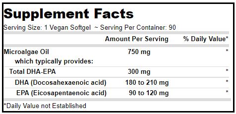vegan omega-3 dha-epa 300 mg deva nutrition supplement facts