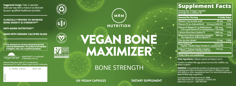 Vegan Bone Maximizer (Metabolic Response Modifier) Label