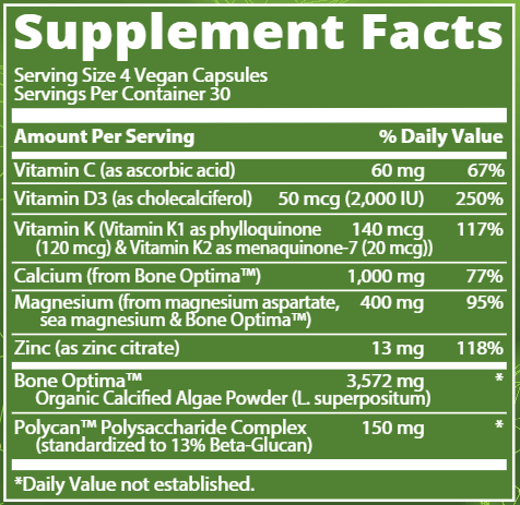 Vegan Bone Maximizer (Metabolic Response Modifier) Supplement Facts