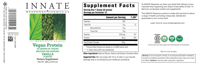 Vegan Protein Vanilla (Innate Response) Label