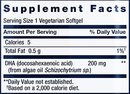 vegetarian dha (life extension) supplement facts