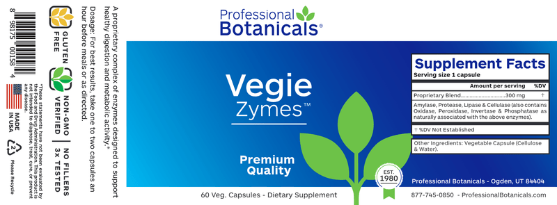 Vegie Zymes (Professional Botanicals) Label