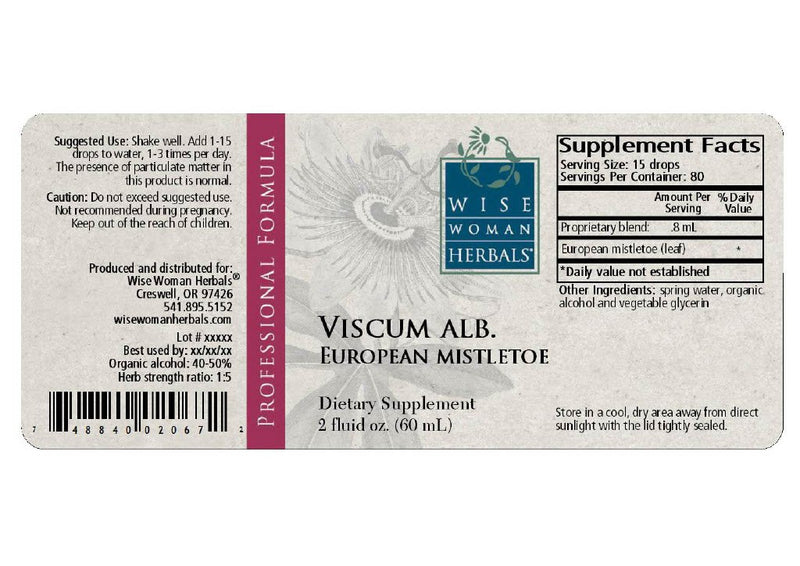 Viscum/European Mistletoe 4 oz (Wise Woman Herbals) Label