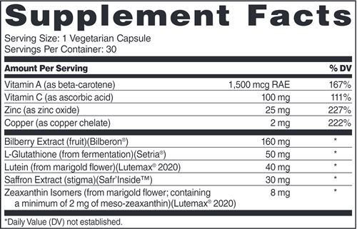 Vision Essentials Ultra (Dr. Whitaker/Whitaker Nutrition) Supplement Facts