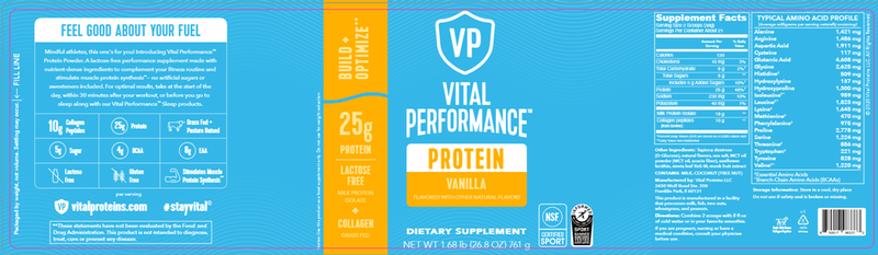 Vital Performance Protein Vanilla (Vital Proteins) Label