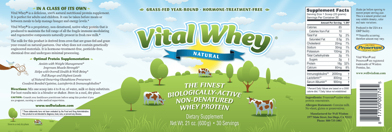 Vital Whey Natural 21oz (Well Wisdom) Label