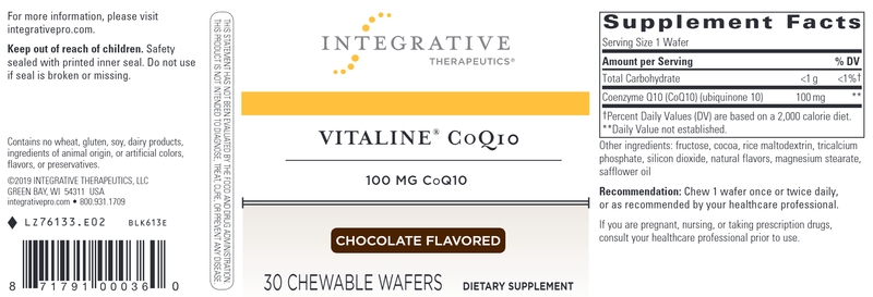 Vitaline COQ10 100 mg Chewable (Integrative Therapeutics) Chocolate Label