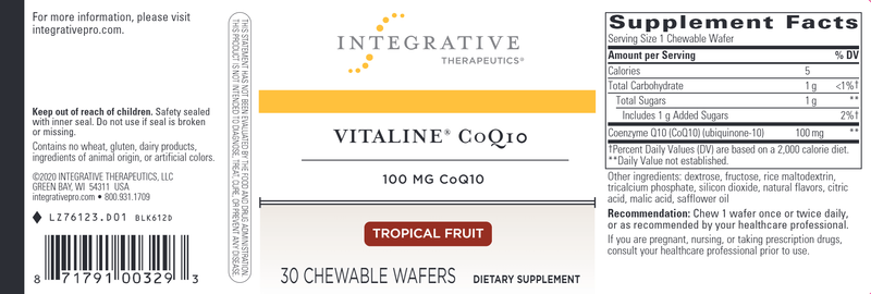 Vitaline COQ10 100 mg Chewable (Integrative Therapeutics) Tropical Fruit Label