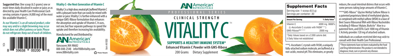 Vitality C (American Nutriceuticals, LLC) Label