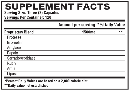 vitalzym x enzymes world nutrition supplement facts