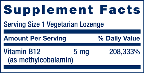 Vitamin B12 Methylcobalamin 5 mg (Life Extension) Supplement Facts