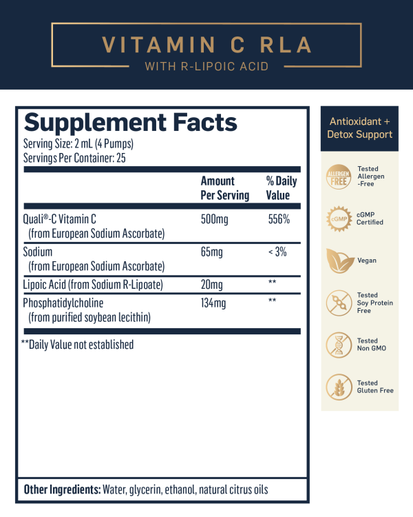 Liposomal Vitamin C with R-Lipoic Acid (Quicksilver Scientific) Supplement Facts