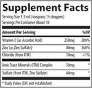 vitamin c + ionic zinc trace minerals research supplement facts