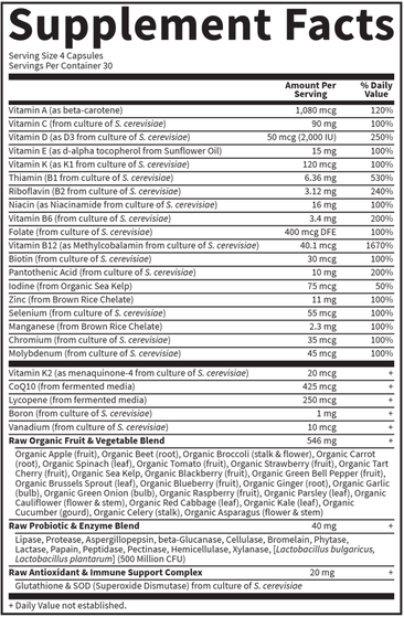 vitamin code 50 & wiser men (garden of life) supplement facts