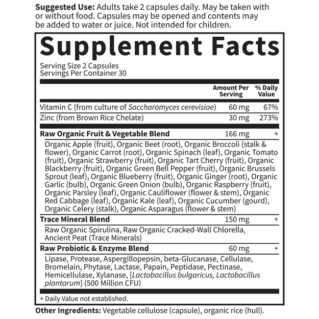 Vitamin Code RAW Zinc (Garden of Life) Supplement Facts