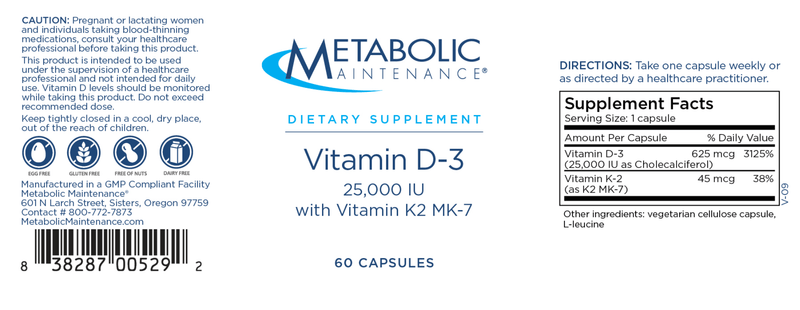 Vitamin D-3 with K2 MK-7 (Metabolic Maintenance) Label