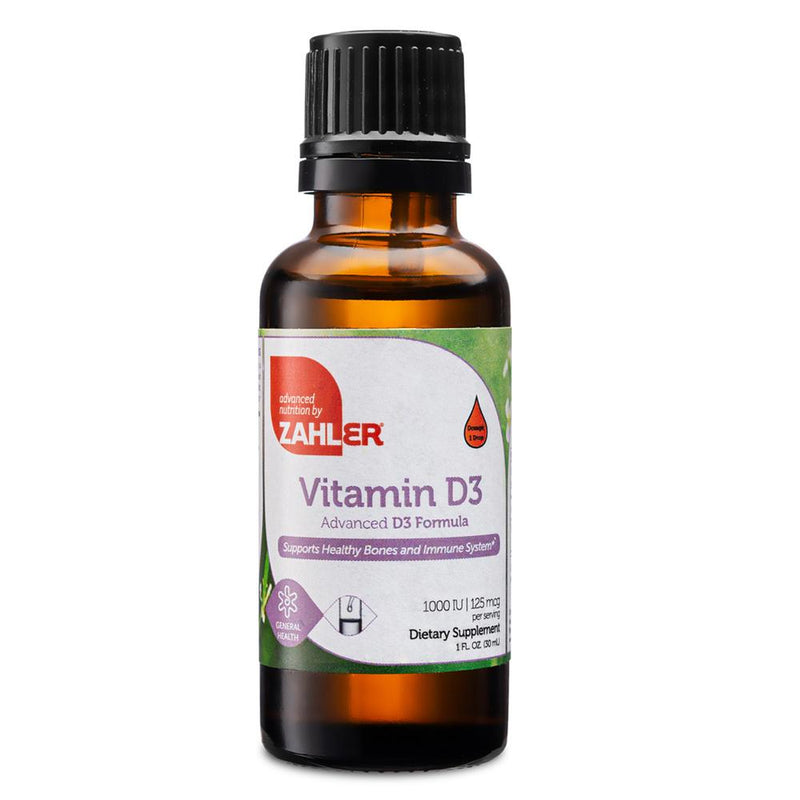 Vitamin D3 1000 IU Liquid (Advanced Nutrition by Zahler) Front