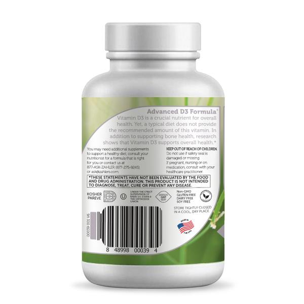 Vitamin D3 2000 IU 120 Softgels (Advanced Nutrition by Zahler)  Side 1