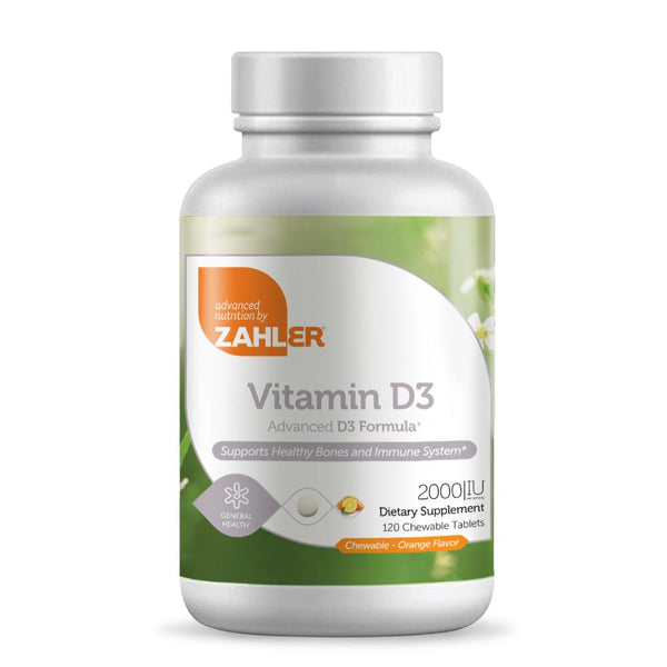 Vitamin D3 2000 IU Chewable (Advanced Nutrition by Zahler) Front