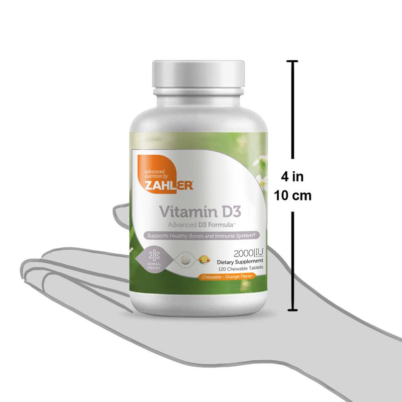 Vitamin D3 2000 IU Chewable (Advanced Nutrition by Zahler) Size