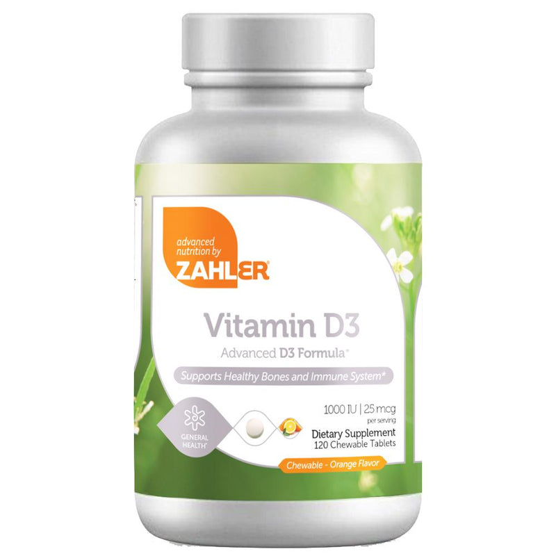 Vitamin D3 Chewable 1000 IU (Advanced Nutrition by Zahler) Front