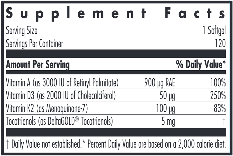 Vitamin D3 Complete Softgels (Nutricology) 60ct Supplement Facts