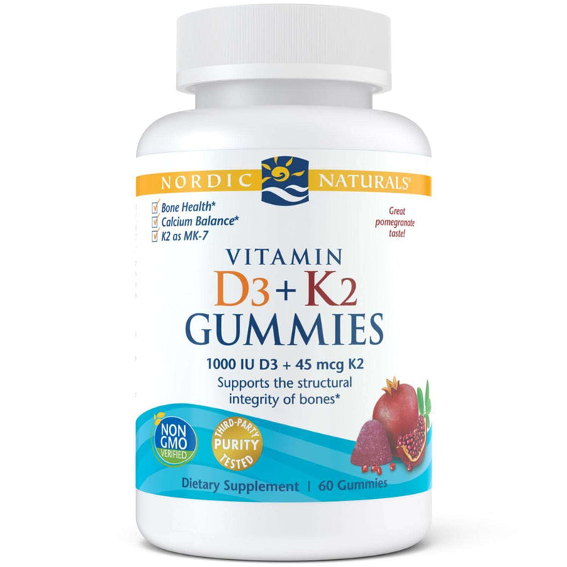 Vitamin D3+K2 Gummies 60 Gummies Pomegranate (Nordic Naturals)
