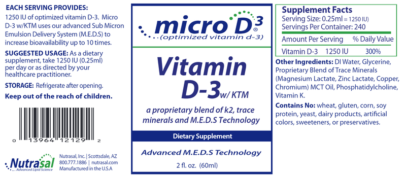 Vitamin D3 With KTM (Nutrasal (PhosChol) Label