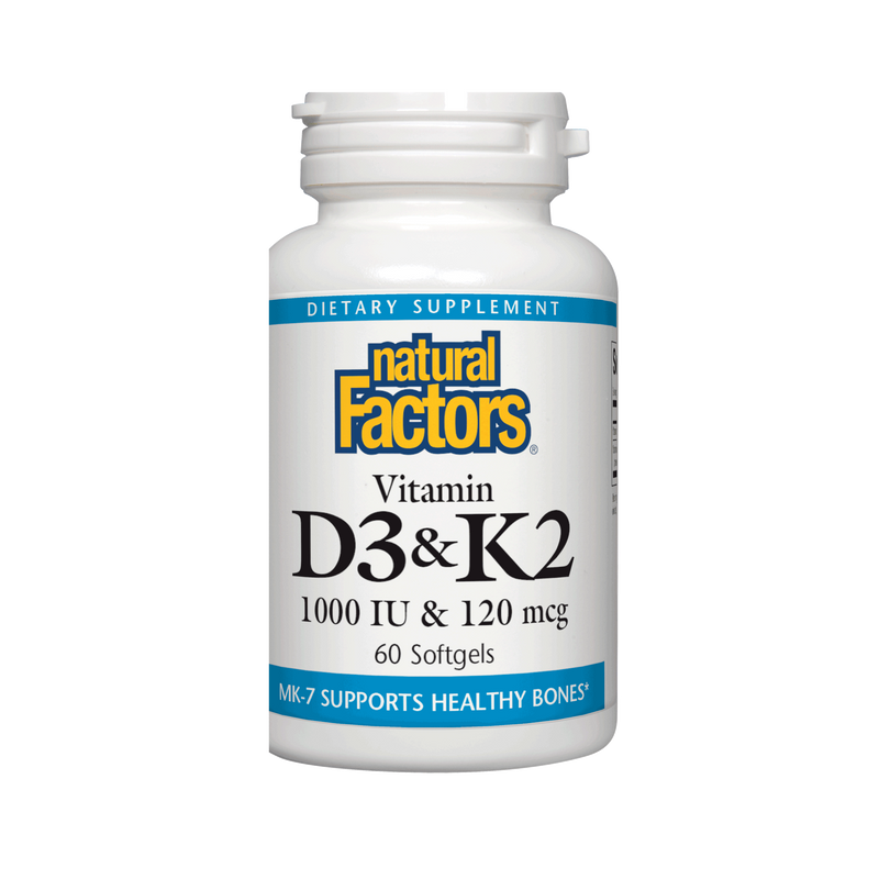 Vitamin D3 & K2 (Natural Factors) Front