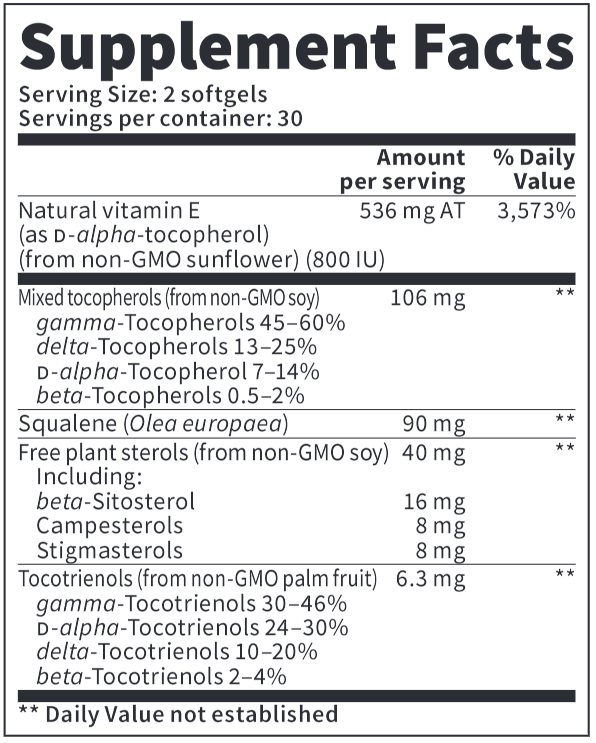 Vitamin E10 400 IU (Vitazan Pro) Supplement Facts