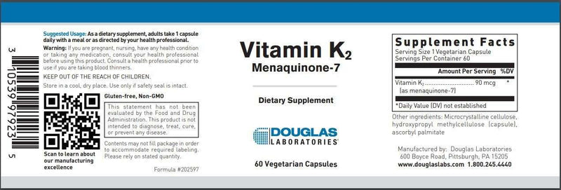Vitamin K2 Douglas Labs Label