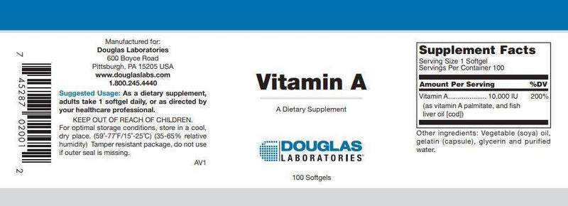Vitamin A Douglas Labs Label