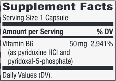 Vitamin B-6 50 mg (Nature's Way) Supplement Facts