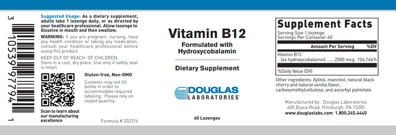 Vitamin B12 Douglas Labs Label